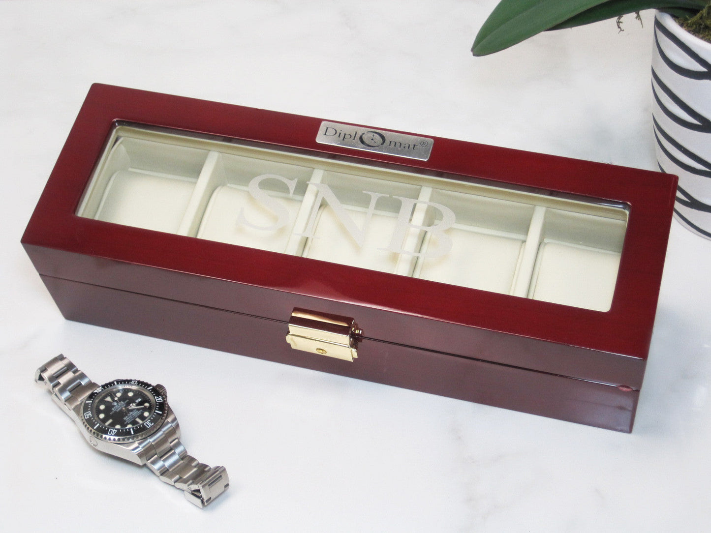 5-Piece Glossy Rosewood Watch Box
