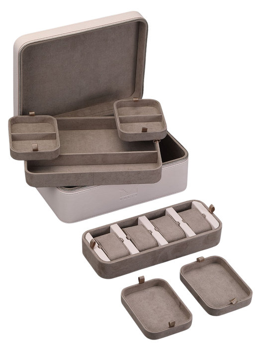 Volta Nude Leather Watch Box & Jewelry Storage Box