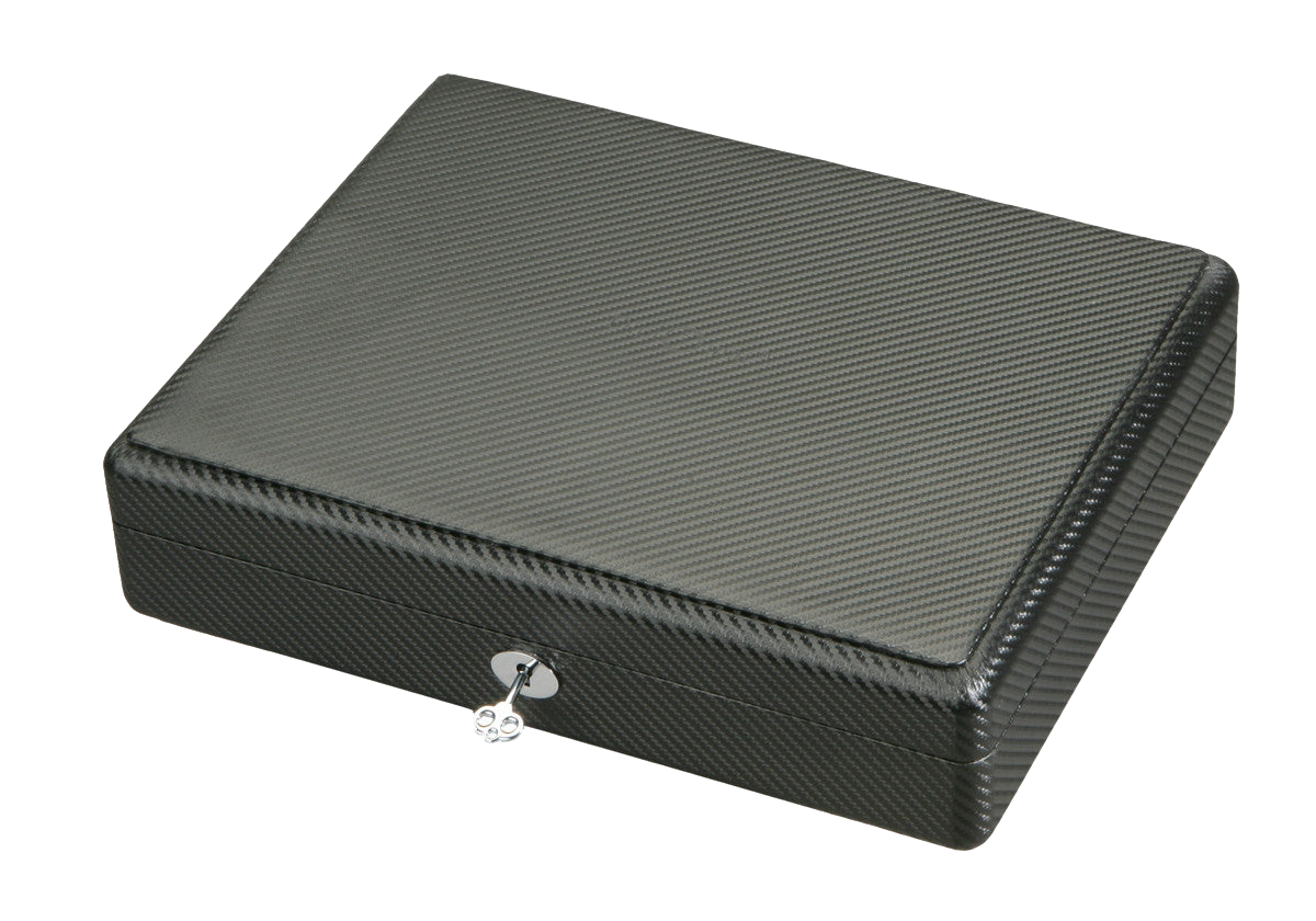 Diplomat 18-Piece Carbon Fiber Pattern Leather Watch Box – Removable Tray