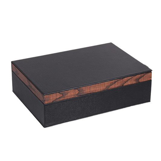 10-Piece Carbon Fiber Watch Box with Wood Grain Trim