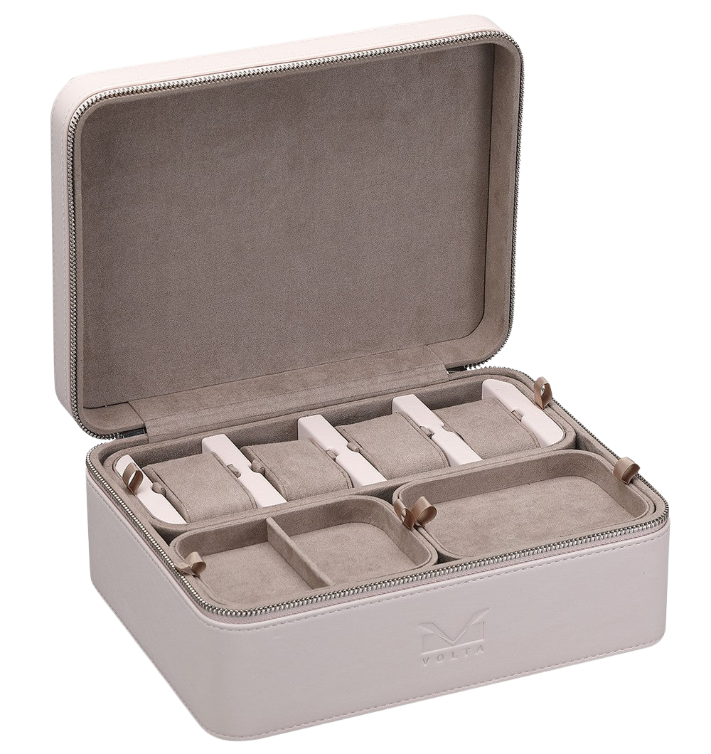 Volta Nude Leather Watch Box & Jewelry Storage Box