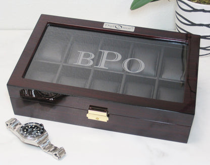 Diplomat 10-Piece Ebony Wood Watch Box