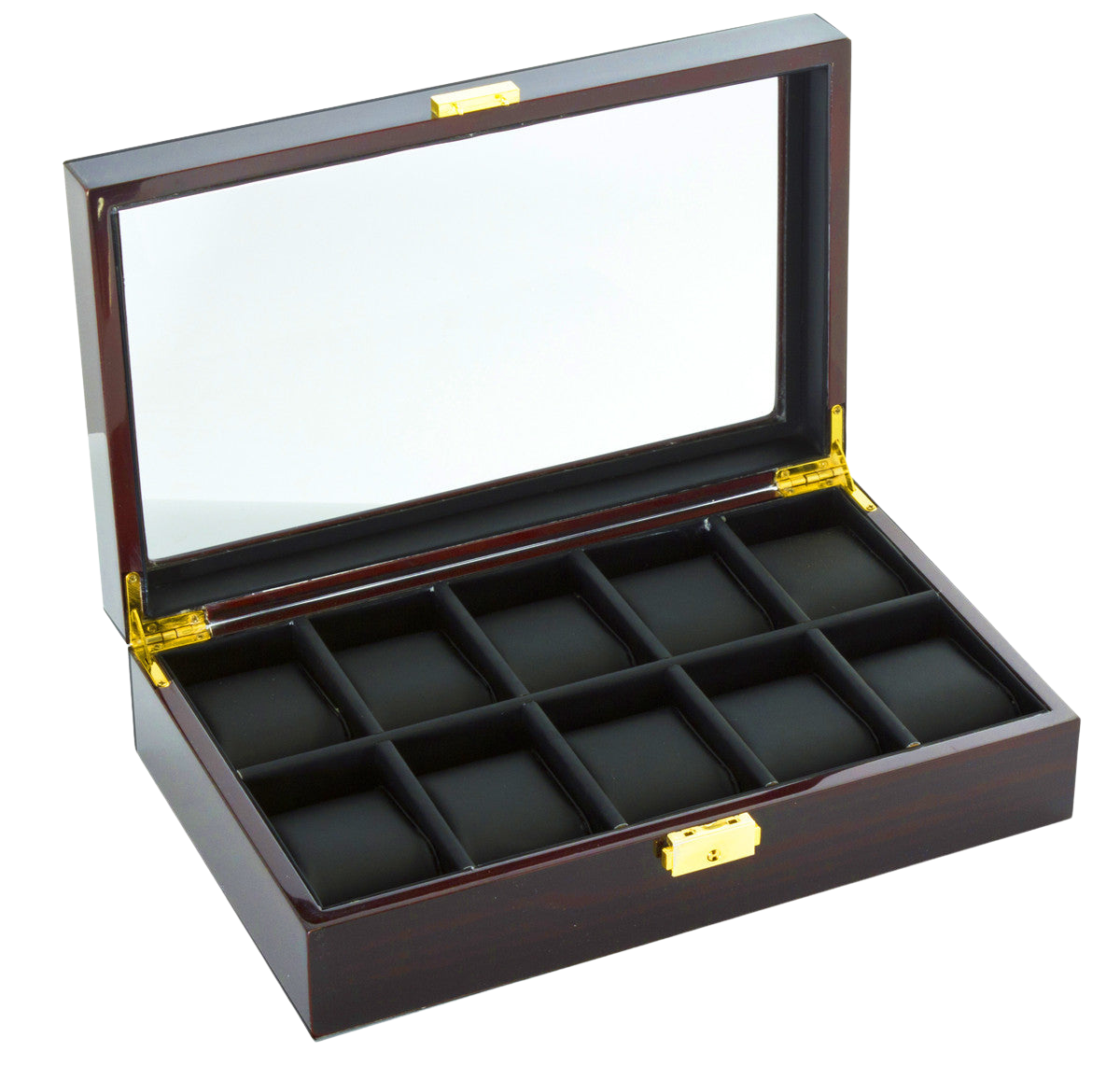 Diplomat 10-Piece Ebony Wood Watch Box