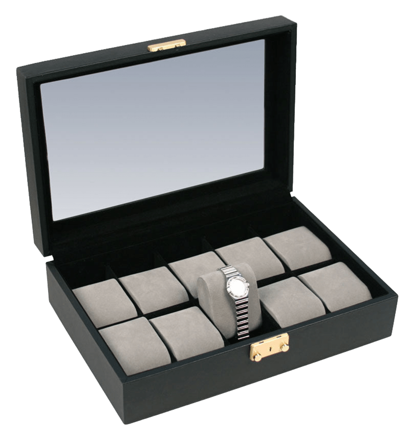 Diplomat 10-Piece Black Leather Watch Box