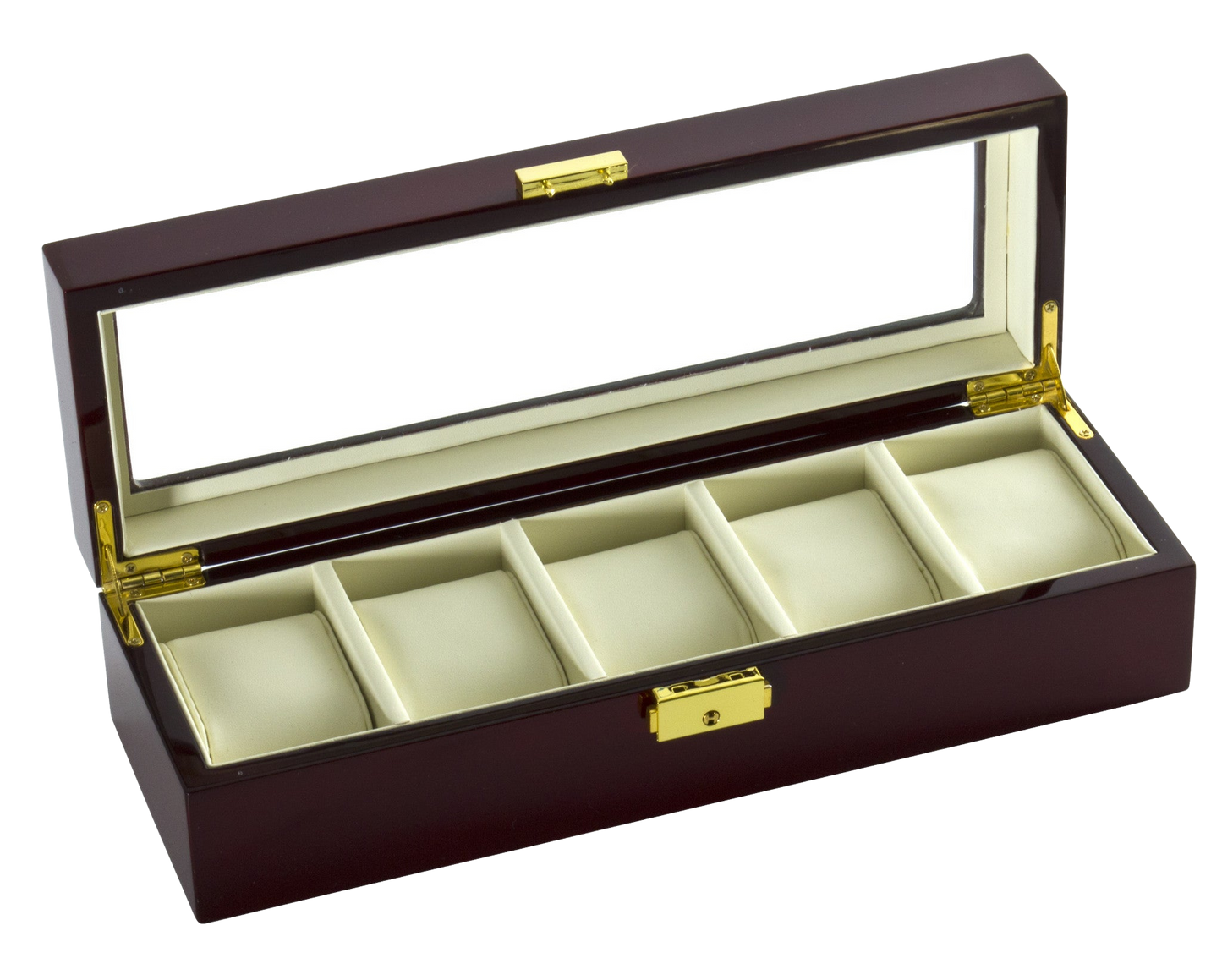 5-Piece Glossy Rosewood Watch Box