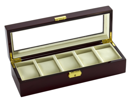 5-Piece Glossy Rosewood Watch Box
